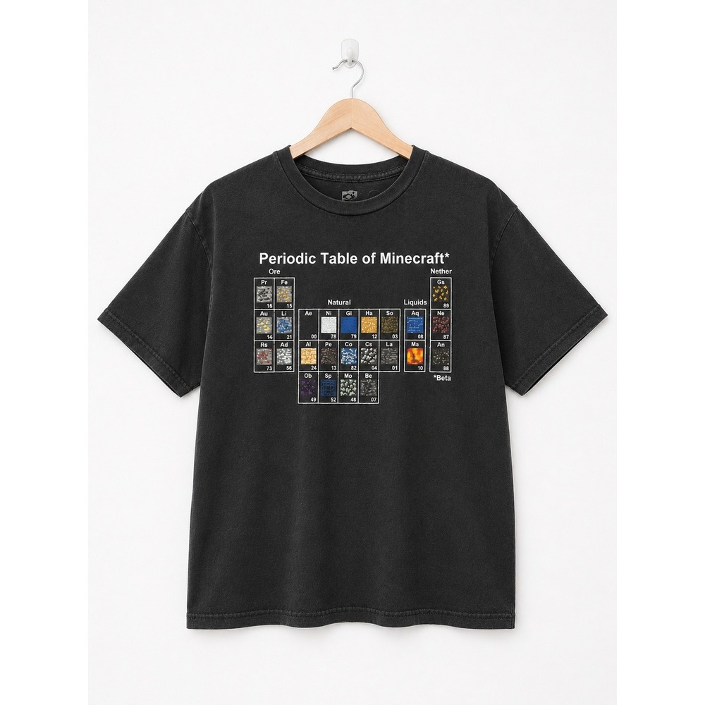 Minecraft Periodic Table Graphic Tee Kids Size Small 5-6 Black Mojang‎ Jinx 2013